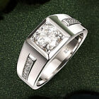 Moissanite Wedding Band for Men 925 Sterling Silver Ring Band Mens Jewelry