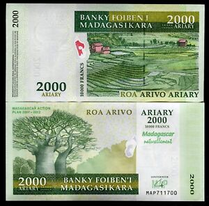 Madagascar 2007 2000 Ariary | Unc Commemorative Issue | Pick 93.a |Free Shipping