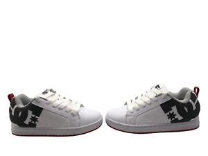 DC Men’s Court Graffik White/Black/Red Skater Sneaker Shoes Size US 9.5