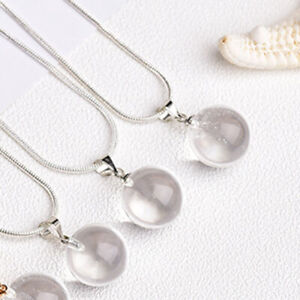 Clear Quartz Crystal Stone Necklace Ball Healing Sphere Pendant Snake Chain Gift