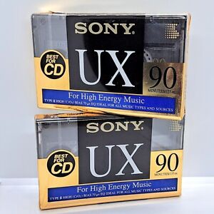 New ListingLot Of 2 Sony UX 90 Minute Type II High Bias Blank Audio Cassette Tapes Sealed