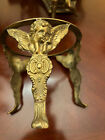 VINTAGE Brass Cherub Plant Stand Candle Footed