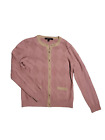 Brooks Brothers Merino Wool Diamond Crystal Button Cardigan Sweater Pink