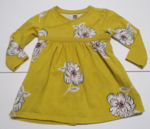 INFANT GIRLS TEA COLLECTION YELLOW FLORAL KIMONO TEE DRESS SIZE 9-12 MONTHS