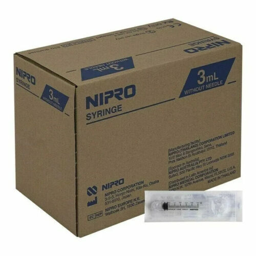 Nipro 3ml (3cc) Luer Lock Syringe, Sterile, 100/Box, JD03L