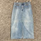 Vintage Bill Blass Denim Maxi Skirt Sz 10 90s Y2K 36” Long Jean Skirt Slit