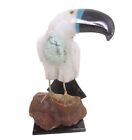 Hand Carved Stone White Black Onyx Toucan Bird Figurine Brown Mineral Gemstone