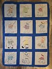 Vintage Handmade Embroidered Quilt Top Only Boy Fishing 29