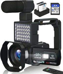 4K Video Camera Camcorder,4K 48MP Vlogging Camera for YouTube, 18X Digital