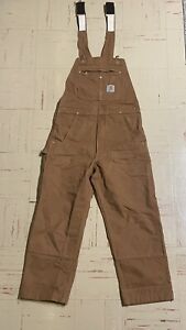 Carhartt Men's Bib Overalls Relaxed Fit - Brown - Size 30x28 - Great Condition!