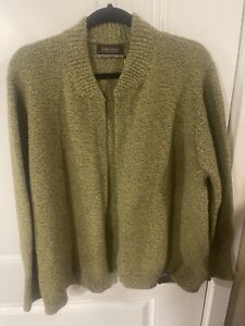 FISHERMAN OF IRELAND Merino Wool/Cashmere Open Front Cardigan Sweater Women’s XL