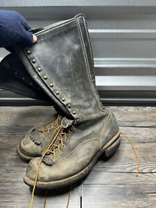 Vintage Hall's WESCO Safety Linemen Boots 16“ Tall Lace-Up Work Boot Men's 12 D