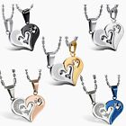 2pcs I Love You Matching Heart Couple Necklace His&Hers Stainless Steel Pendant