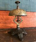 Hotel Desk Bell On Stand Solid Brass With Floral Engraving And Antique Finish