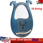 New ListingNew Lyre Harp,16 Metal String Harp Solid Wood Mahogany with Tuning Wrench Gift