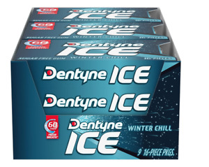 Dentyne Ice Winter Chill Sugar Free Gum 9 Packs of 16 Pieces (144 Total Pieces)