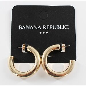 New Banana Republic Thick Gold Hoop Earrings #E1426