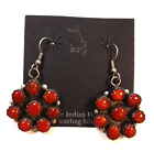 Red Coral Cluster Sterling Silver Pierced Earrings Native American