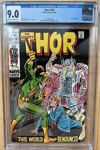 THOR #167 Marvel 1969 Jack Kirby Stan Lee Silver Age OW/White Pages CGC 9.0