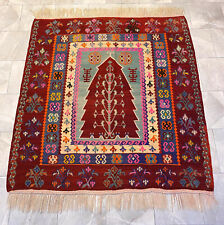Antique Rug, Turkish Kilim Rug, Handmade Rug, Christmas Tree of Life Rug, 6 x 6