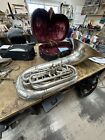King 1241 BBb 4 Valve Tuba W/Decent  Silver Finish, Great Player, Serviced In 23