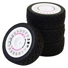 1/10 RC Rally Car Rubber Wheels Tires Set For Tamiya TT-01 TT-02 TT01E XV02 DF03