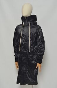 RICK OWENS DRKSHDW RARE Unisex Black Nylon Fishtail Long Parka Jacket Size S