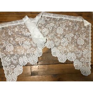 Vintage Lace Embroidered Window Curtain Drapery Swag Valance Floral