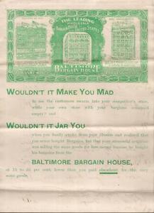 1901 BALTIMORE Bargain House General Merchandisers Clothing Factory Billhead