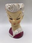 Vintage LEFTON 1950 Lady Head Vase White Hair & Gold Accents 6” Ceramic