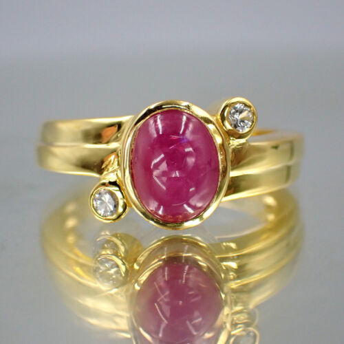 Natural Mozambique Ruby 2.54ct set in silver ring 925 Gold Plated # ring size 7