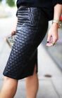 New Women Lambskin High Quality Leather Skirt Knee Length Quilted Stylish Skirt