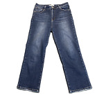 Risen Jeans Womens Size 13 Waist 31 Blue Denim Flare High Rise Crop Raw Hem