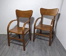 Vintage Pair of Rustic Child/Kid Wood School Playroom Desk Chairs