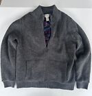 LL Bean Lambs Wool Jacket Flannel Lined Size Large 500921 Mens Gray Classic Ragg