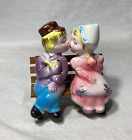Kissing Dutch Boy and Girl on Wooden Bench Salt and Pepper Shakers Japan