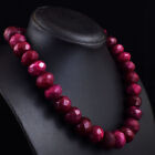 989 Cts Earth Mined Single Strand Red Ruby Faceted Beads Necklace JK 30E376