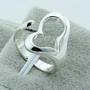 925 Sterling Silver Filled Open Adjustable Rings Women Heart Ring Jewelry Gift