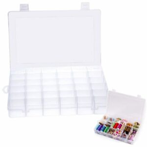 36 Grids Plastic Jewelry Box Organizer Compartment Bead Screw Container Case