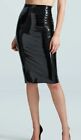 NEW Commando $118 Faux Black Patent Leather Midi Skirt Bodycon Slimming M