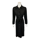 G.I.L.I. Women's Petite Solid Peached Knit Duster Dress Noir Black PM Size