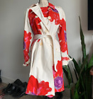 Coach Embroidered Floral Silk Lined Trench Coat / Womens MEDIUM Pattern Jacket