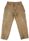 CARHARTT Men’s 31 x 30 Brown Duck Double Knee Work Pants Jeans B136 DISTRESSED