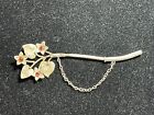 Antique Sterling Silver Ruby Flower Brooch Stick Pin
