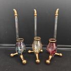 Czech Port Wine Sipper Pipes Set of 3 Etched Glass w/Gold Embellishments   Lot 2