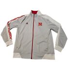 Adidas Climalite Nebraska Huskers Full Zip Gray Player ID Jacket Mens Size XL