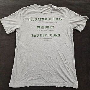 Travis Mathew St Patrick's Day Whiskey Bad Decisioons Gray T-Shirt Men's L