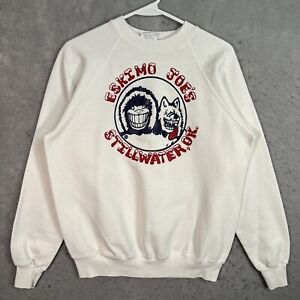 Vintage 90s Eskimo Joe's Stillwater OK Sweater Adult Large White Sweatshirt Mens