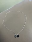 TIFFANY & Co. Return to Mini Double Silver Heart Enamel Pendant Necklace