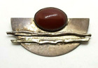 Brooch 925 silver Signed Vintage hand made by an artist with agat stone